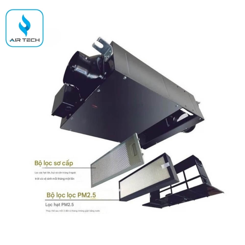 Quạt âm trần cấp khí tươi, lọc bụi mịn Nedfon DGT15-45H siêu mỏng