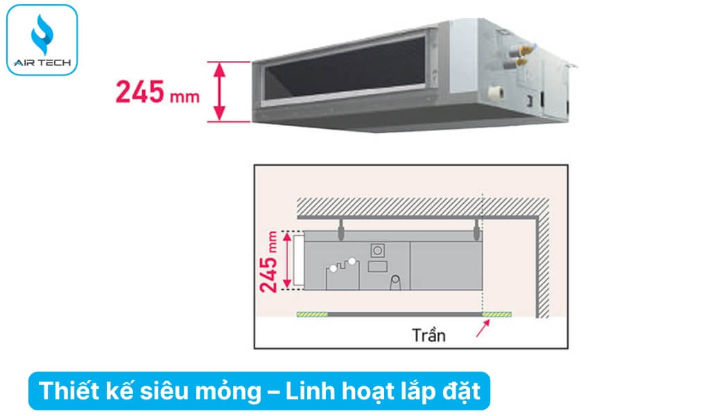 Thiết kế siêu mỏng – Linh hoạt lắp đặt trong không gian trần hẹp