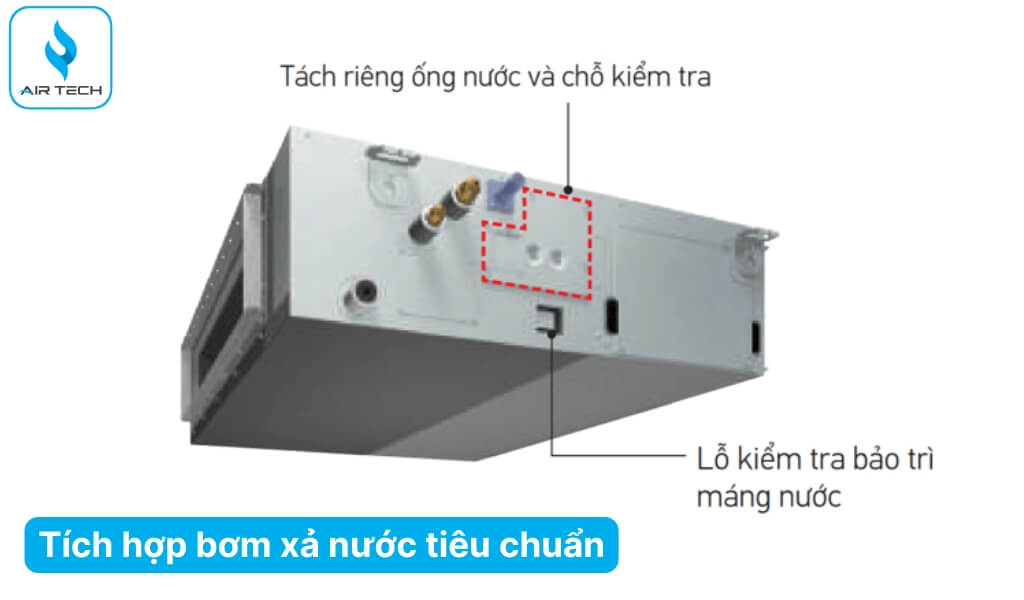 Tích hợp bơm xả nước tiêu chuẩn